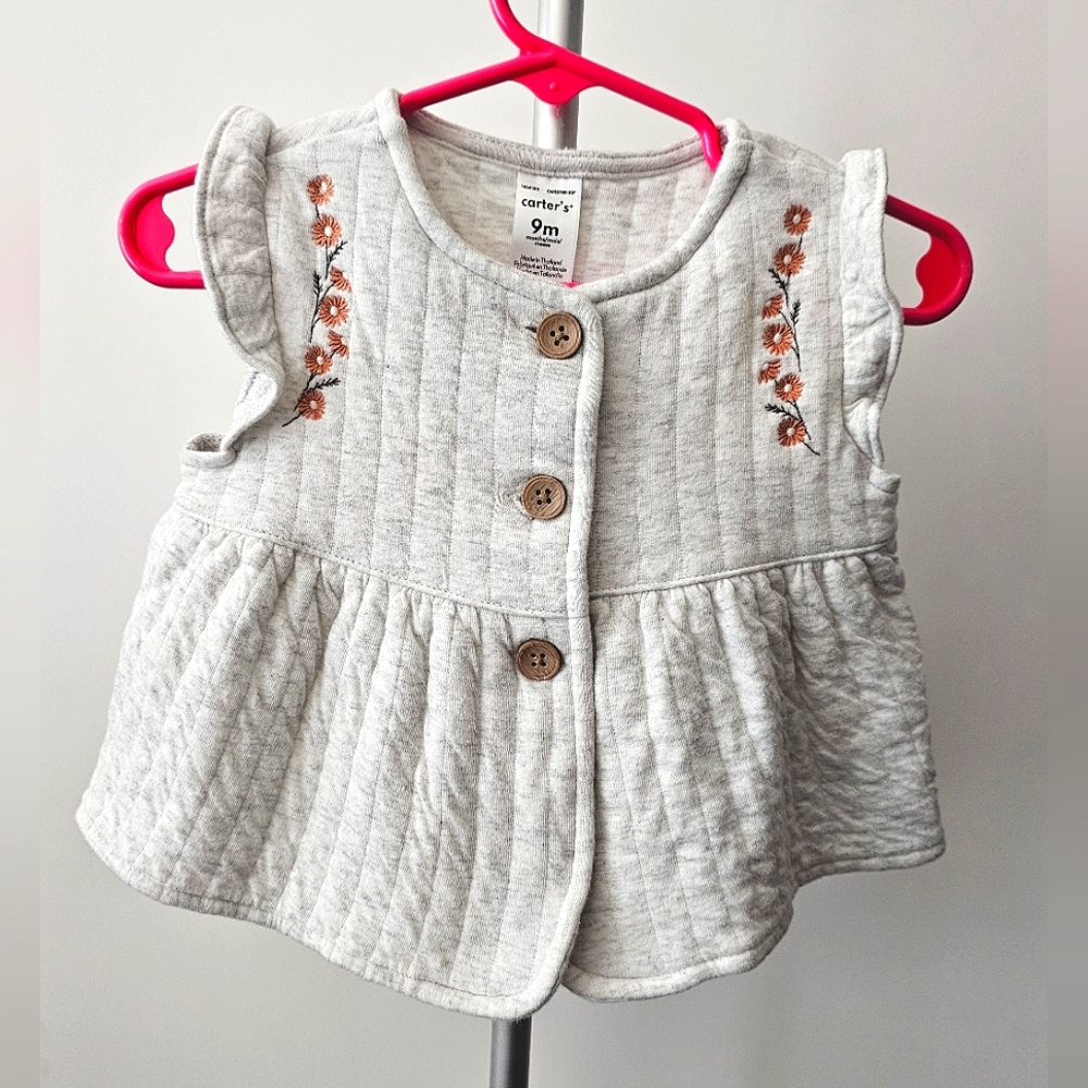 Carter's Gray Floral Baby Vest, 9mos.